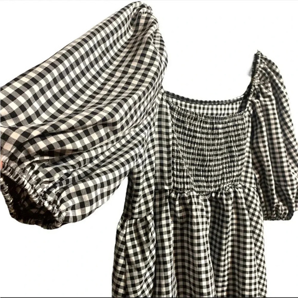 Nasty Gal Gingham Print Puff Sleeve Top Size 14 - Picture 7 of 9